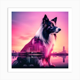 Collie silhouette Art Print