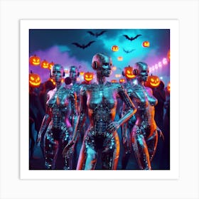 Halloween Women In Halloween Costumes Art Print