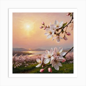 Cherry Blossoms Blossoms at Dusk Art Print