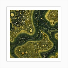 olive gold abstract wave art 27 Art Print