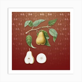 Vintage Pear Botanical on Falu Red Pattern n.0546 Art Print