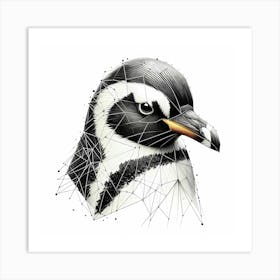 Penguin Head Line Drawing - Wild Bird Artwork 160 Art Print