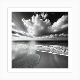 Black And White Beach 3 Art Print