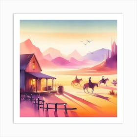 Cowboys In The Desert Art Print