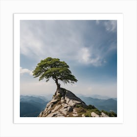 Lone Tree On Top Of Mountain Art Print