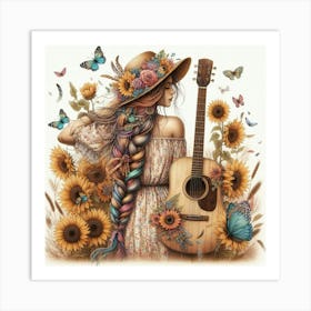 Boho style, Girl 2 Art Print