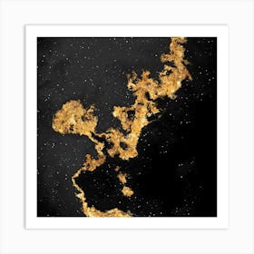 100 Nebulas in Space with Stars Abstract in Black and Gold n.056 Art Print