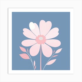 A White And Pink Flower In Minimalist Style Square Composition 269 Art Print