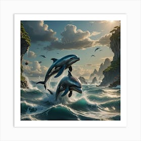 Dolphins In The Sea Art Print