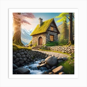 Small Cottage In The Forest Art Print