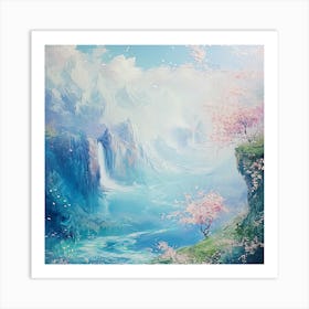 Oneeline42 Beautiful Horizon Revealing A Magical Valley With Art Print