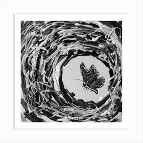 Butterfly 04 / Black & White / 30x30cm Art Print