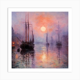 'Sailboats At Sunset' Art Print