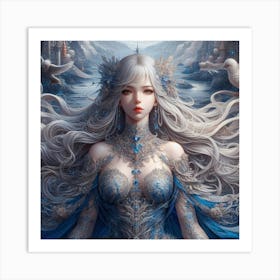 Girl With Long Hair 4 Art Print