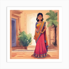 Indian Girl In Sari Art Print