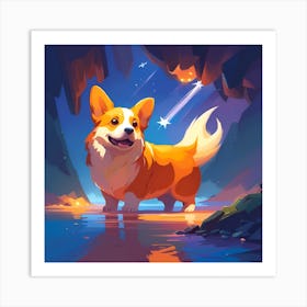 Corgi In The Cave Art Print