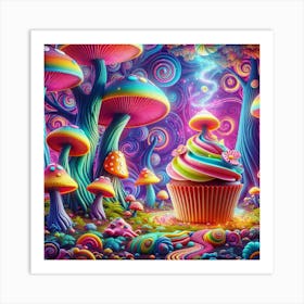 Psychedelic Cupcake Art Print