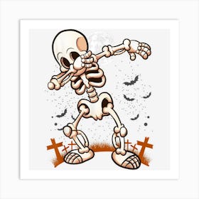 Halloween Shirts For Boys Kids Girl Dabbing Skeleton Costume Art Print