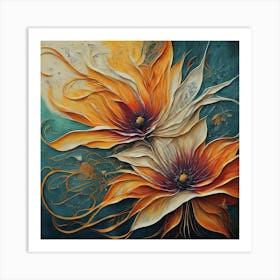 Two Orange Flowers Art Print