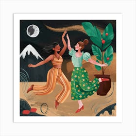 Two Women Dancing In The Desert 3 Art Print