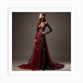 Woman In A Red Dress 6 Art Print