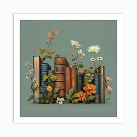 Books Flowers Art Print