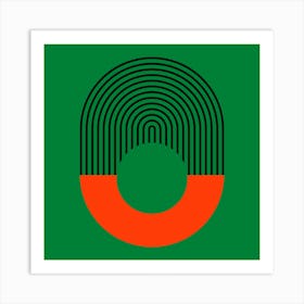 Green and Orange Mid-Century Modern Art Print