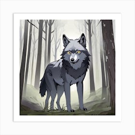 Wolf In The Woods 25 Art Print