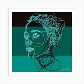 Tri Color Profile - Serene Teal Art Print