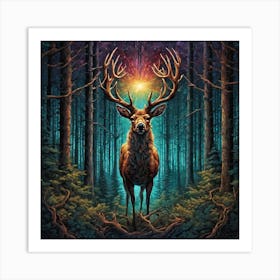 Deer In The Forest 60 Art Print