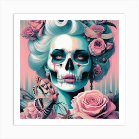 Woman with Skull on Face 3 Art Print