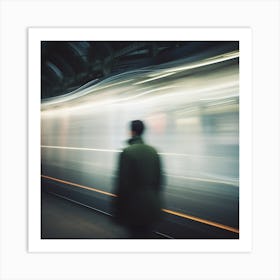 Man Waiting For A Train Art Print