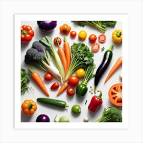 Colorful Vegetables On White Background 2 Art Print