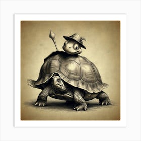 Turtle On A Hat Art Print