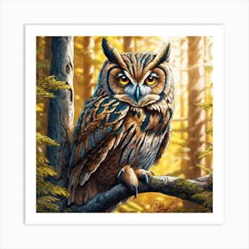 Owl In The Woods 58 Art Print