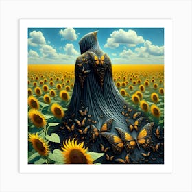 Grim Reaper Sunflower Field Art Print