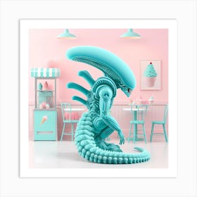 Alien In Ice Cream Parlor 1 Art Print