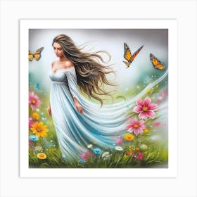 Butterfly Girl 2 Art Print