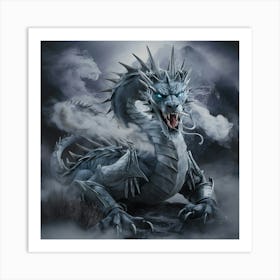 A Striking And Imposing Depiction Of An Adult Ice Dragon Art Print