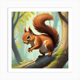 Squirrel In The Woods Art Print