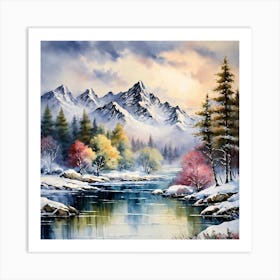 Winter Landscape Painting Art Print