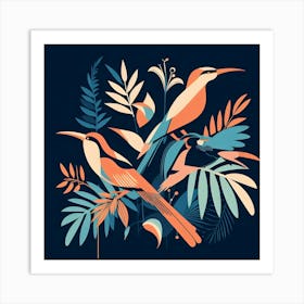 Birds In The Jungle Art Print