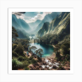 Mountain Lake In Indonesia Art Print