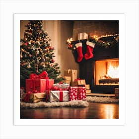 Christmas Tree With Presents Art Print