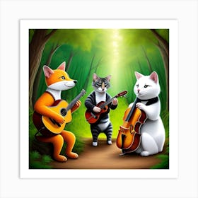 Foxes Playing Music Art Print