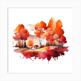 Autumn Watercolor Painting 2 Art Print