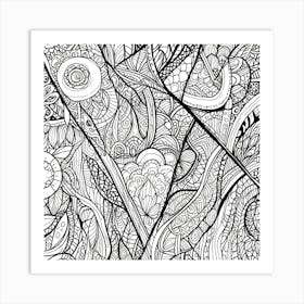 Doodles In Black And White Line Art 5 Art Print 1 1 Art Print