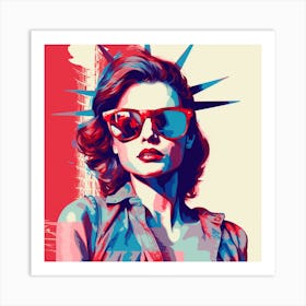Woman In Sunglasses like Liberty Statue Art Print