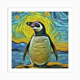 Penguin Starry Night Art Print