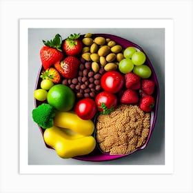 Healthy Plate Of Fruits And Vegetables Art Print